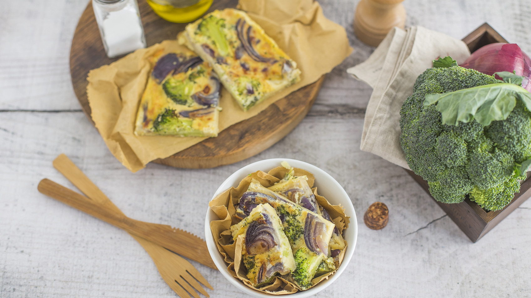 Farinata di ceci con cipolla e broccoli 