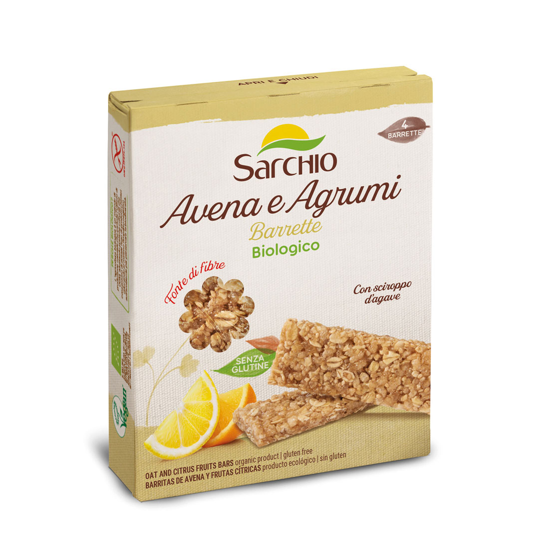 Barritas de avena y frutas cítricas