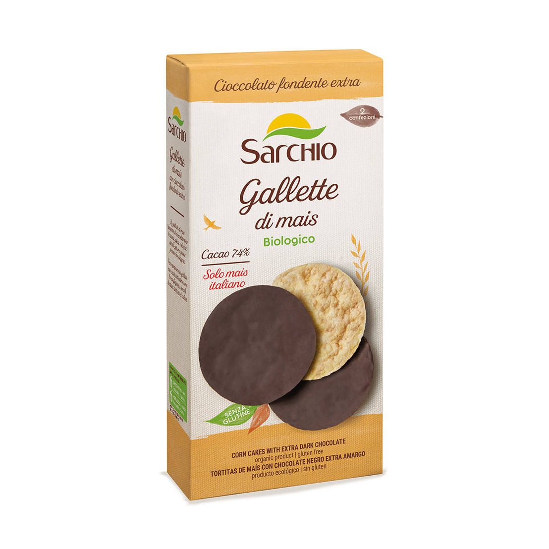 Gallette di mais <br> con cioccolato fondente extra